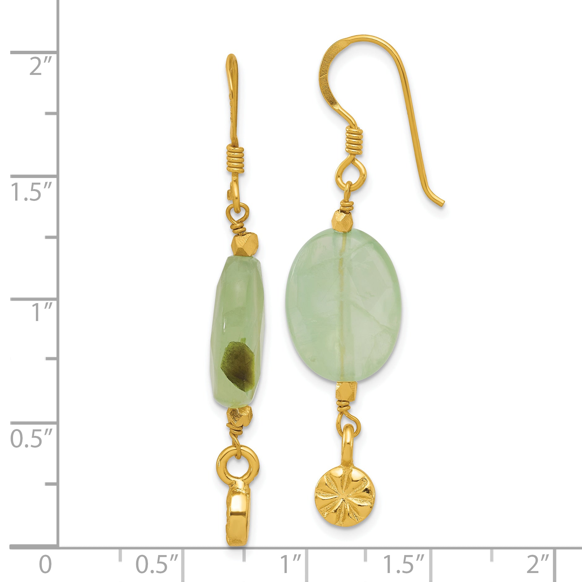 Sterling Silver Gold-plated Prehnite Dangle Earrings