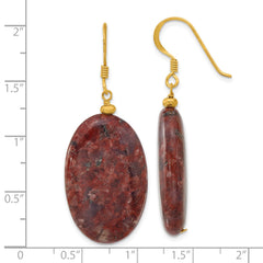 Sterling Silver Gold-plated Brown Jasper Dangle Earrings