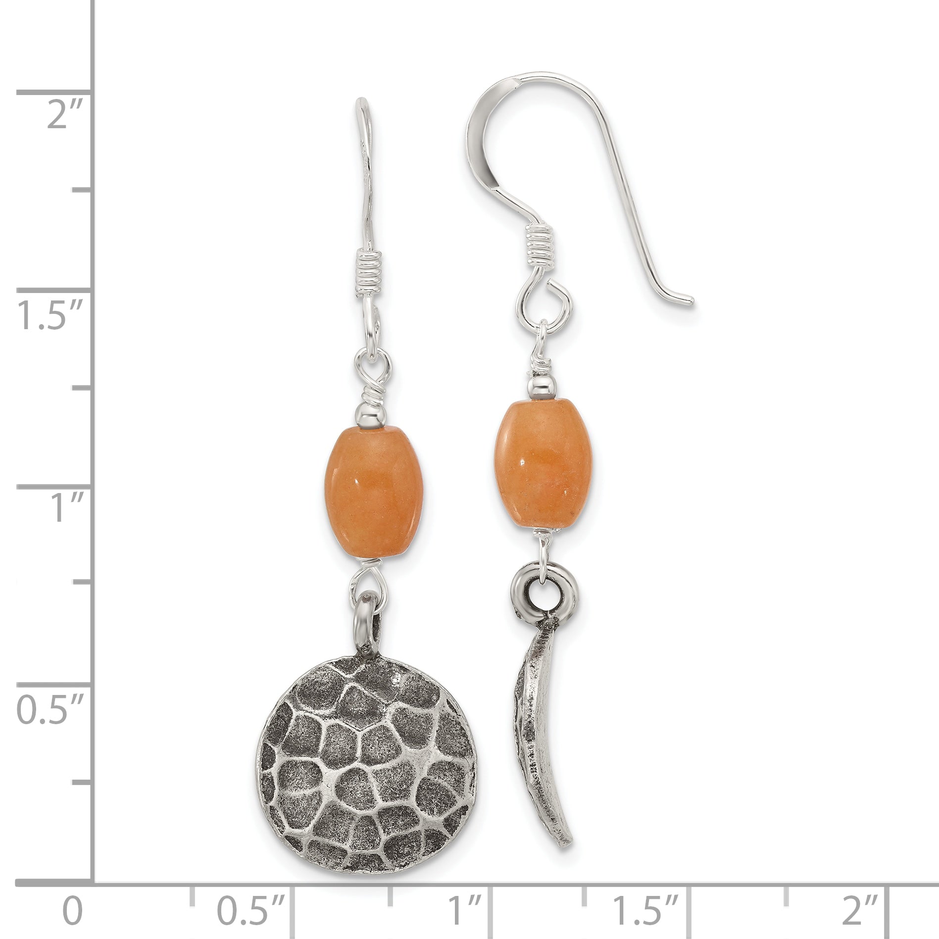 Sterling Silver Oxidized Aventurine Dangle Shepherd Hook Earrings