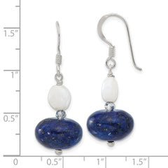 Sterling Silver Jade, Lapis and Crystal Shepherd Hook Earrings