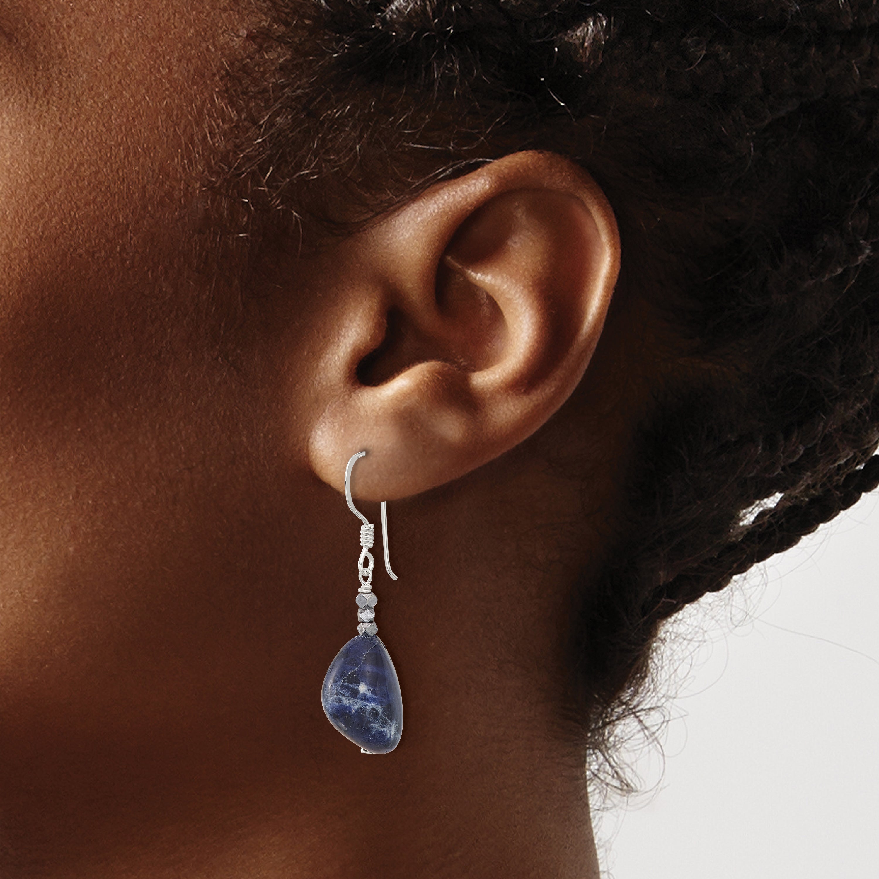 Sterling Silver Hematite and Sodalite Dangle Earrings