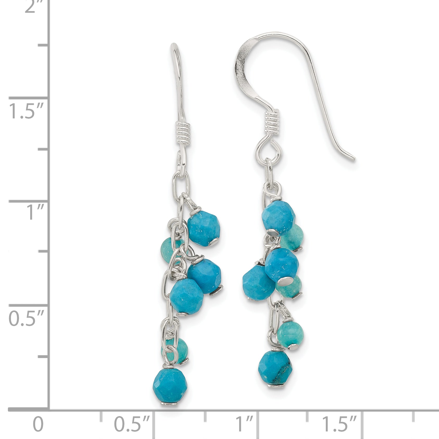 Sterling Silver Recon Magnesite/Indicolite Quartz Dangle Earrings