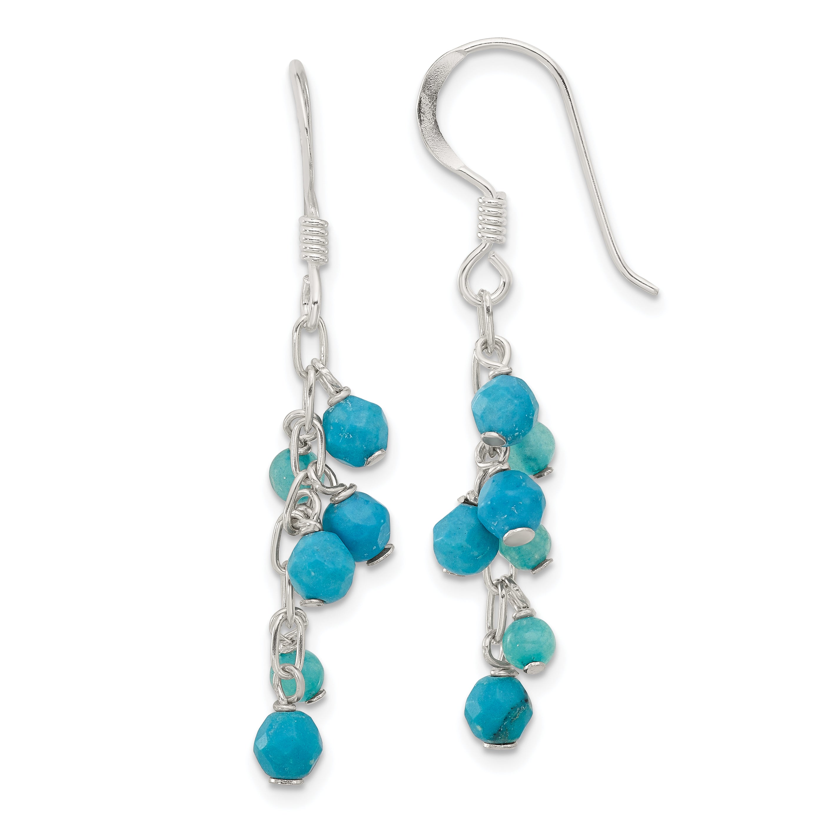 Sterling Silver Recon Magnesite/Indicolite Quartz Dangle Earrings