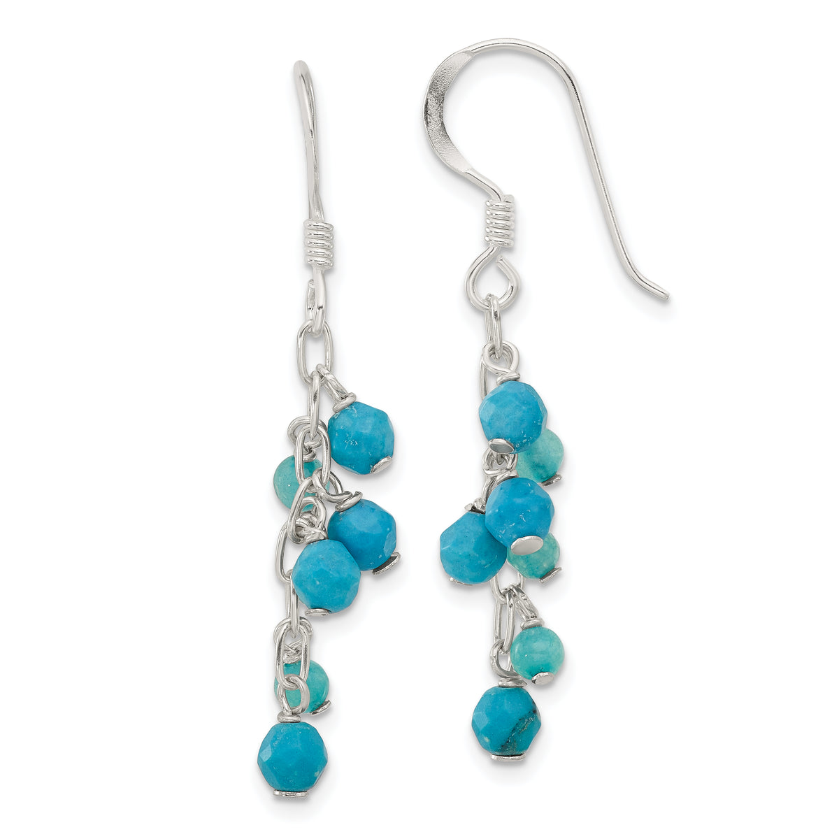 Sterling Silver Recon Magnesite/Indicolite Quartz Dangle Earrings