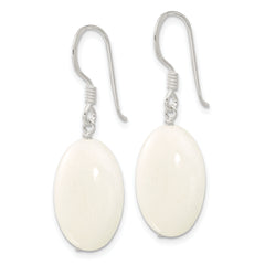 Sterling Silver White Jade Dangle Shepherd Hook Earrings