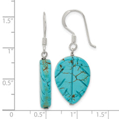 Sterling Silver Recon. Magnesite Leaf Shepherd Hook Earrings