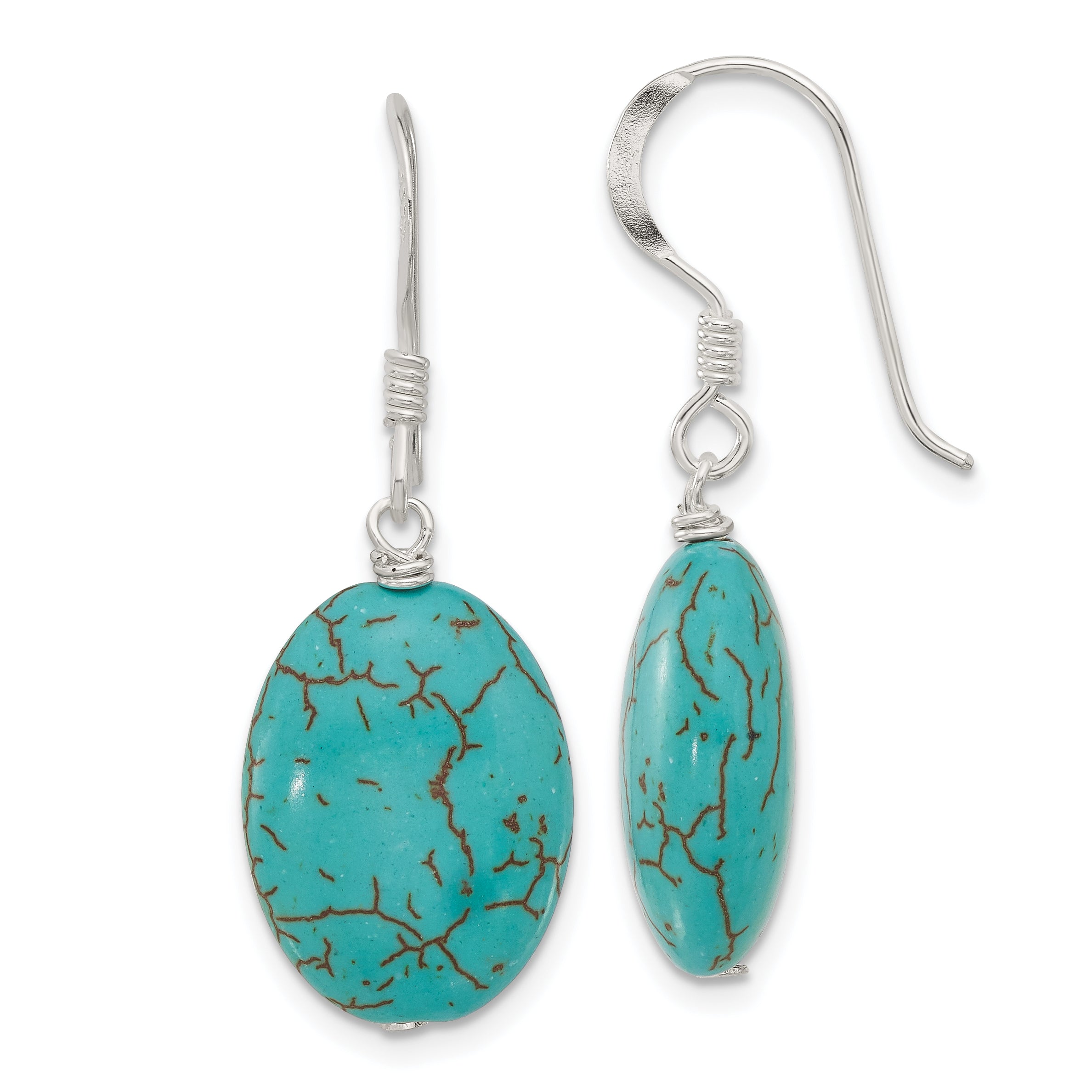 Sterling Silver Recon. Magnesite Dangle Shepherd Hook Earrings