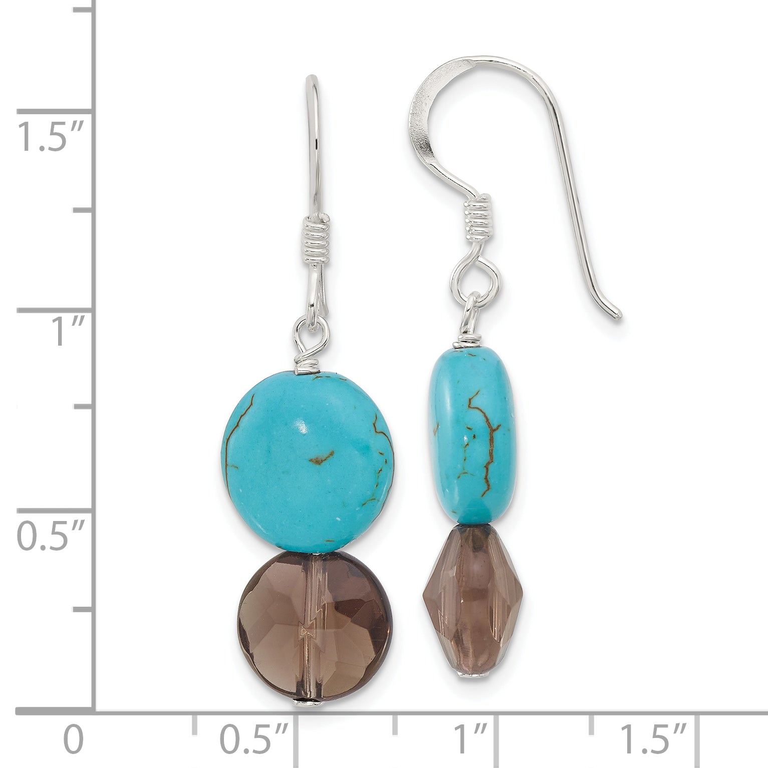 Sterling Silver Quarts and Recon Magnesite Shepherd Hook Earrings