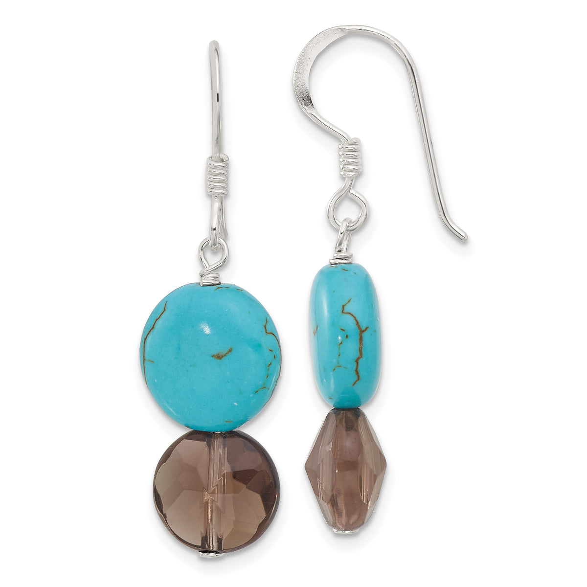 Sterling Silver Quarts and Recon Magnesite Shepherd Hook Earrings