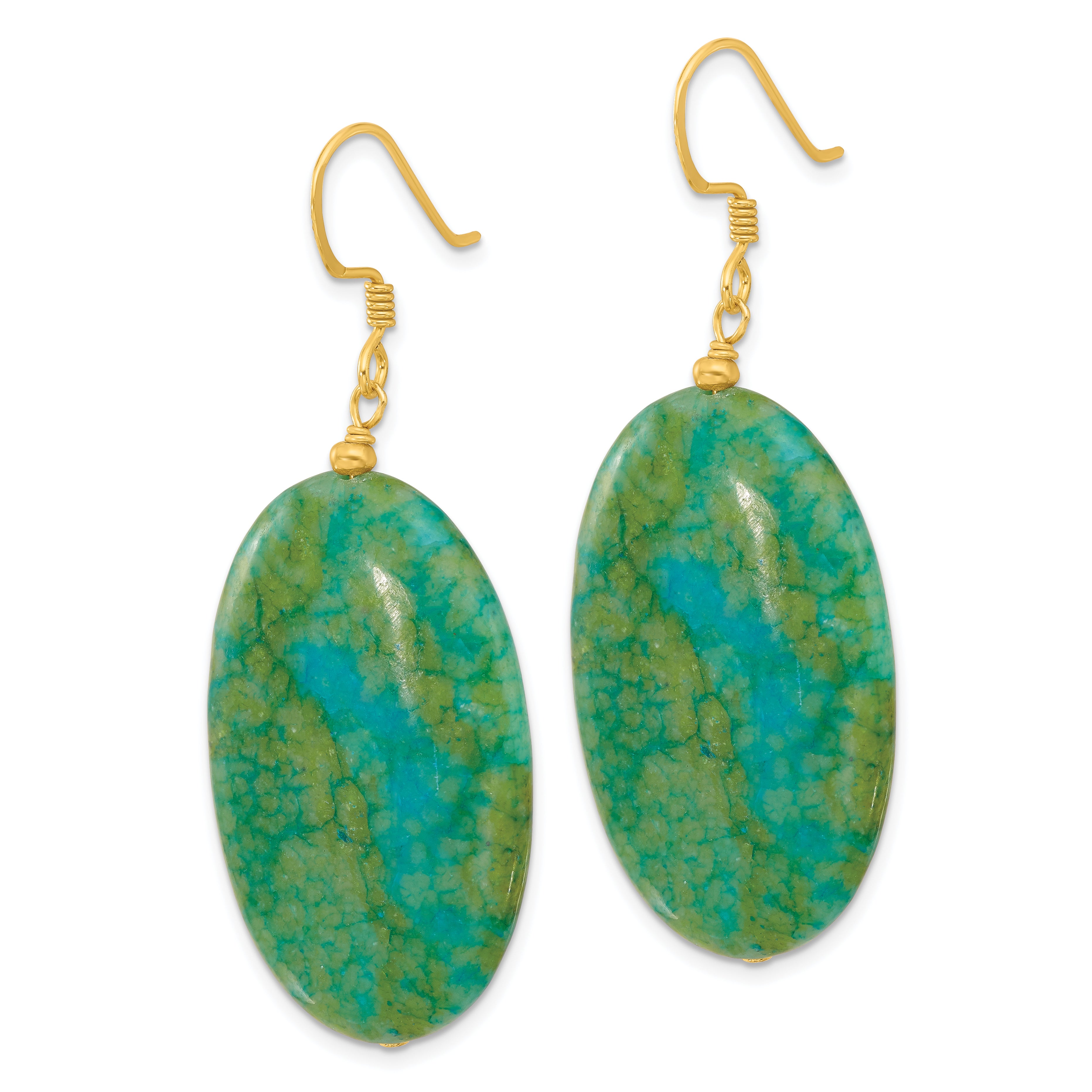 Sterling Silver Gold-plated Reconstituted Serpentine Earrings