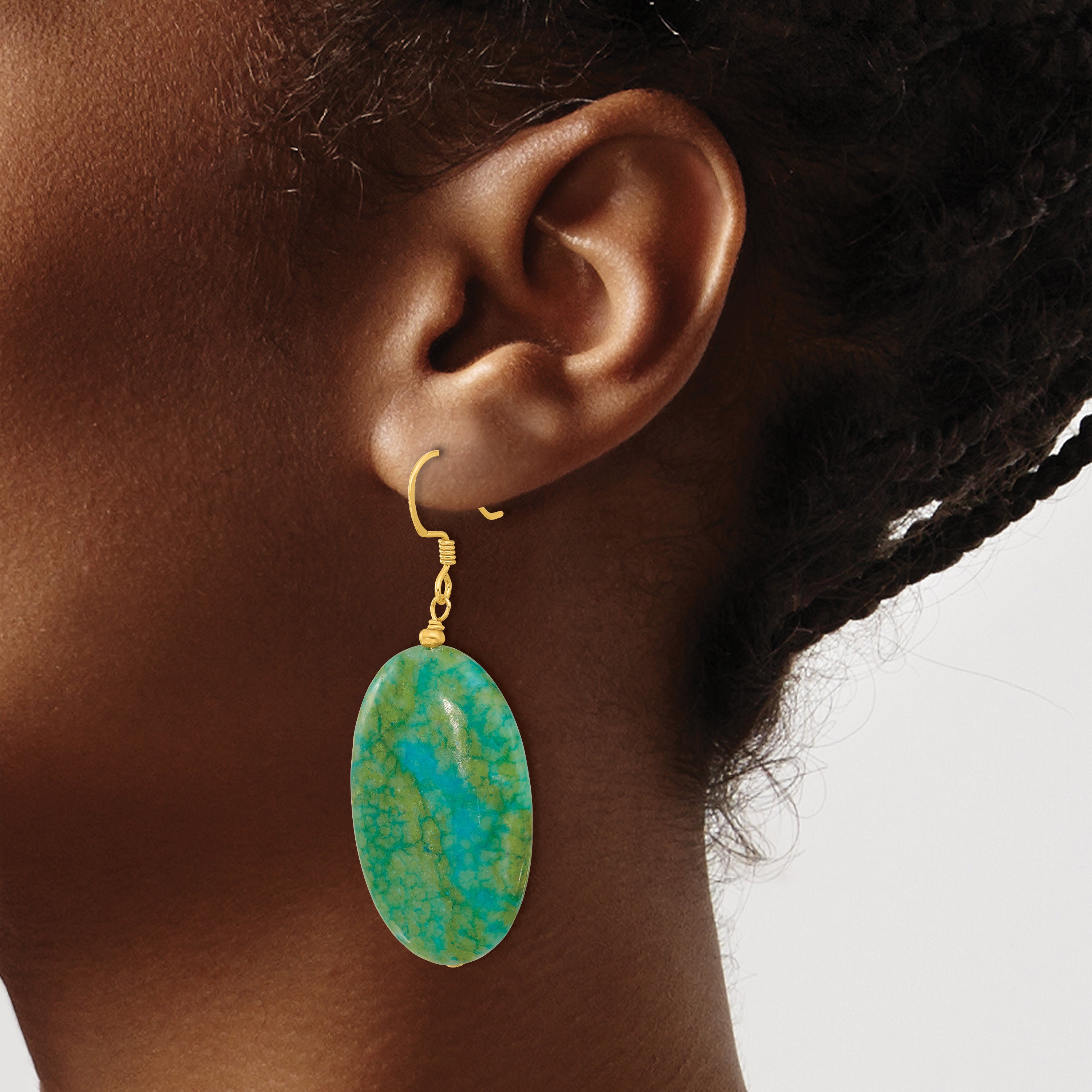 Sterling Silver Gold-plated Reconstituted Serpentine Earrings