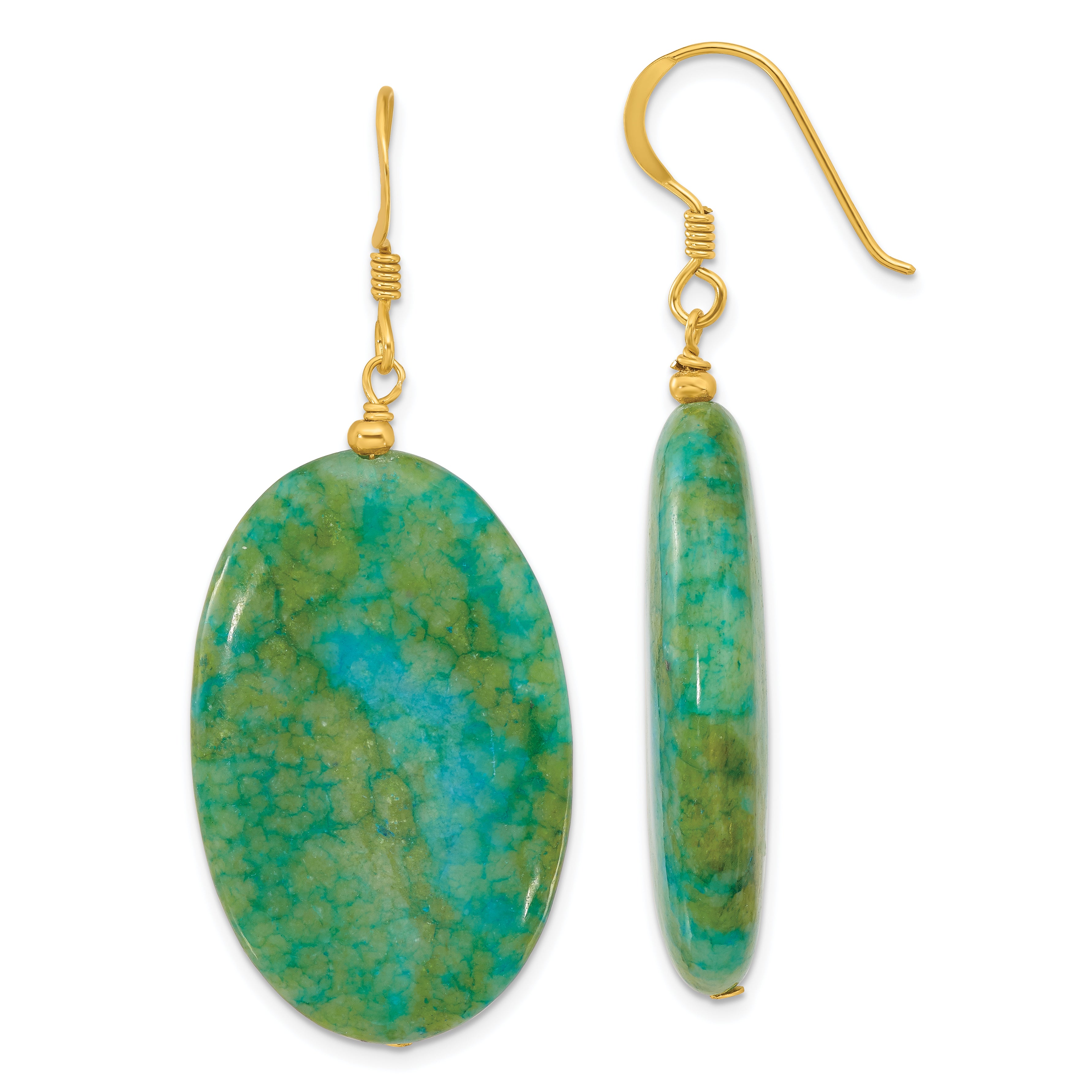 Sterling Silver Gold-plated Reconstituted Serpentine Earrings