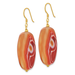 Sterling Silver Gold-plated Red Sardonyx Dangle Earrings