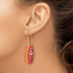 Sterling Silver Gold-plated Red Sardonyx Dangle Earrings