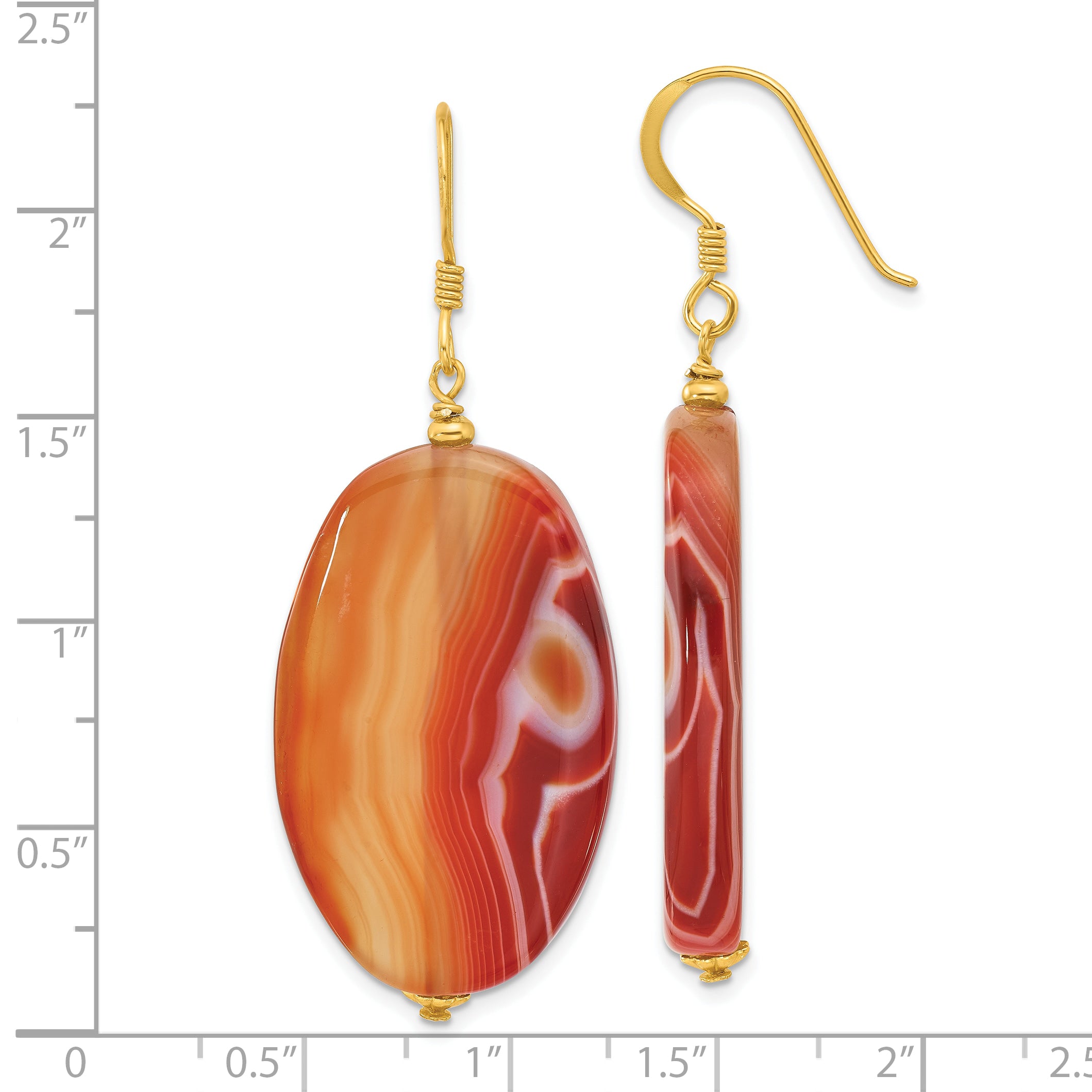 Sterling Silver Gold-plated Red Sardonyx Dangle Earrings