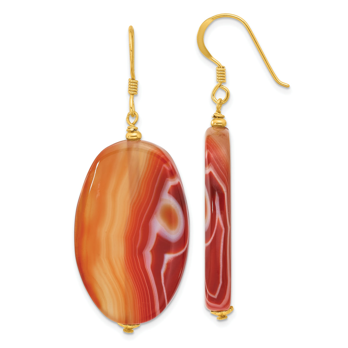 Sterling Silver Gold-plated Red Sardonyx Dangle Earrings