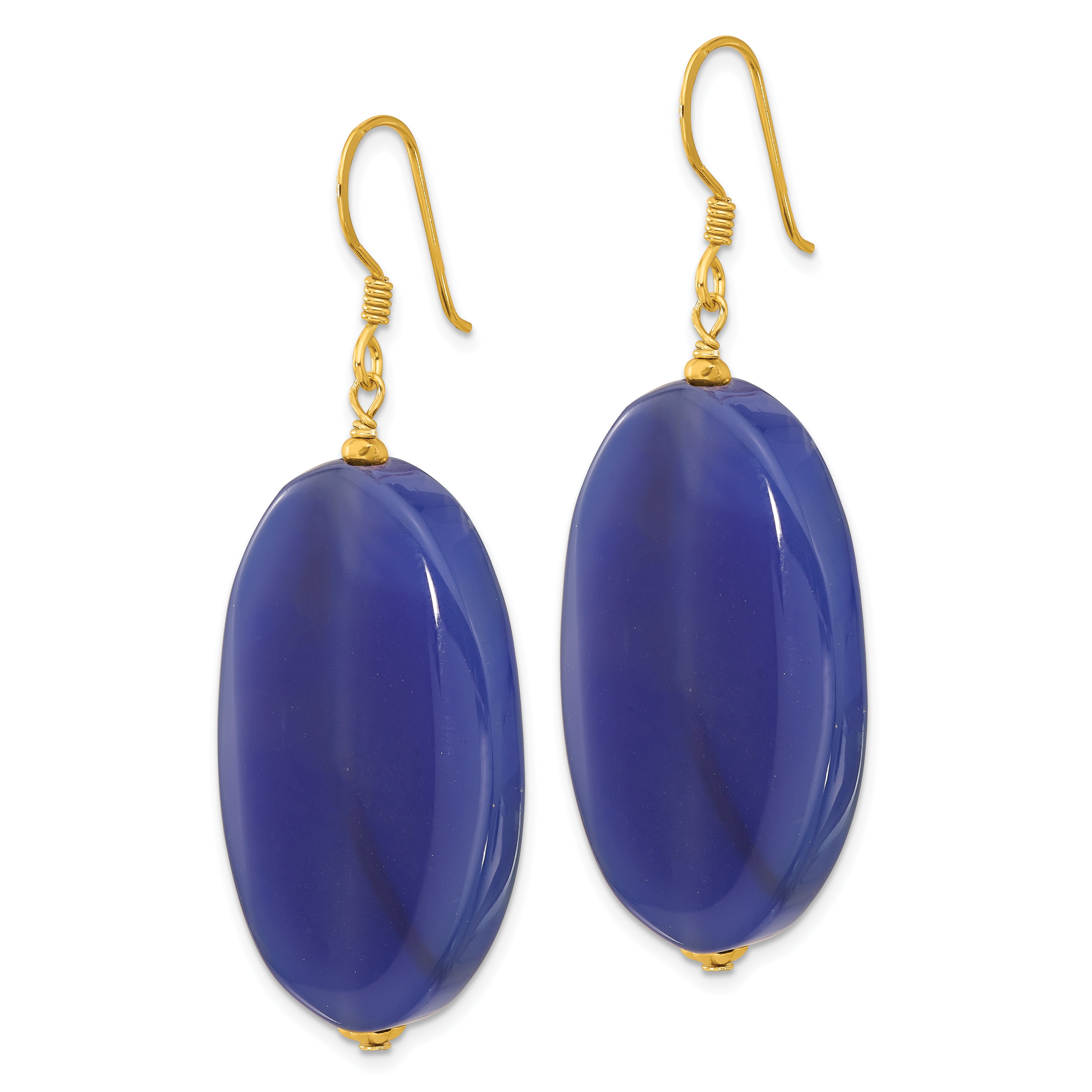 Sterling Silver Gold-plated Blue Agate Dangle Earrings