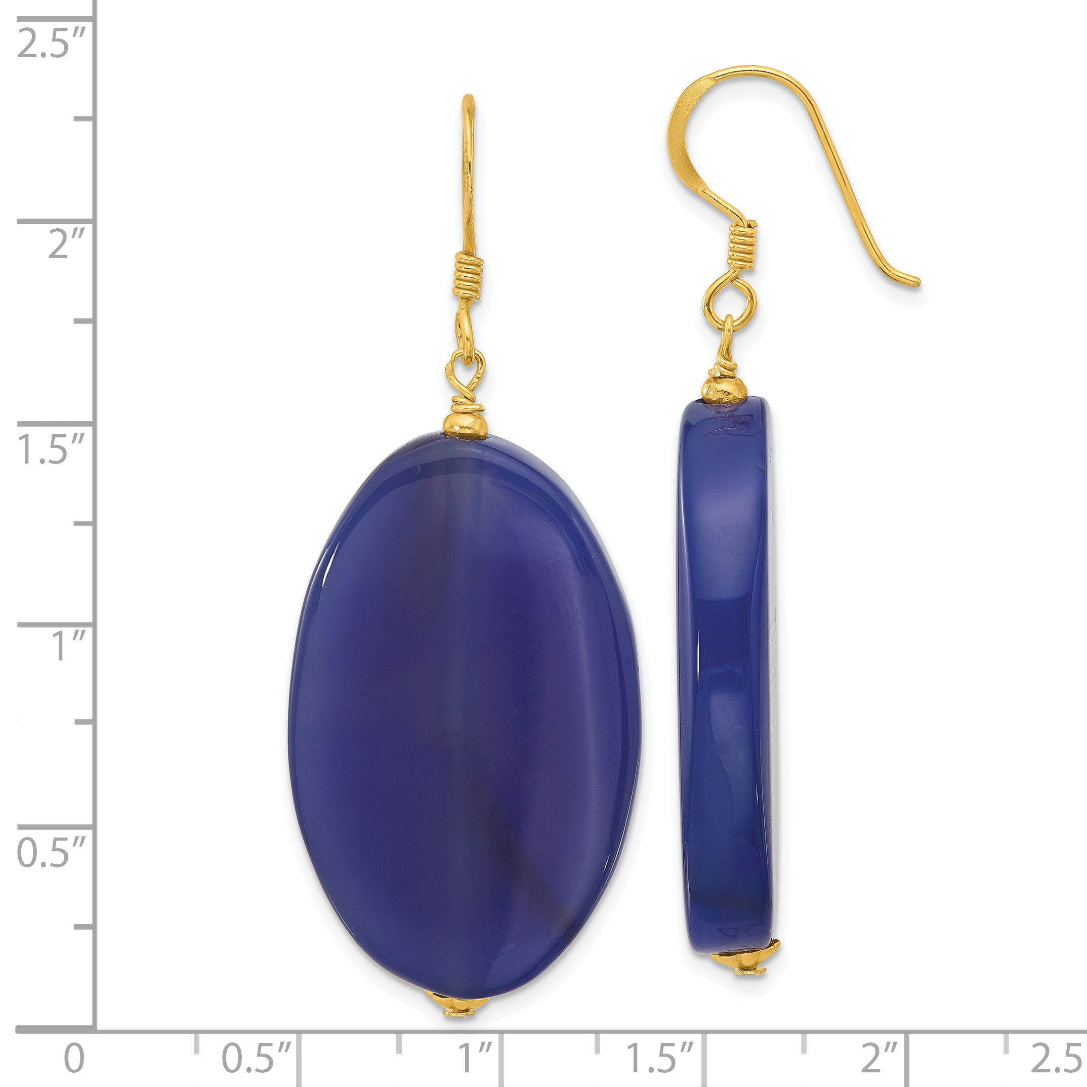 Sterling Silver Gold-plated Blue Agate Dangle Earrings