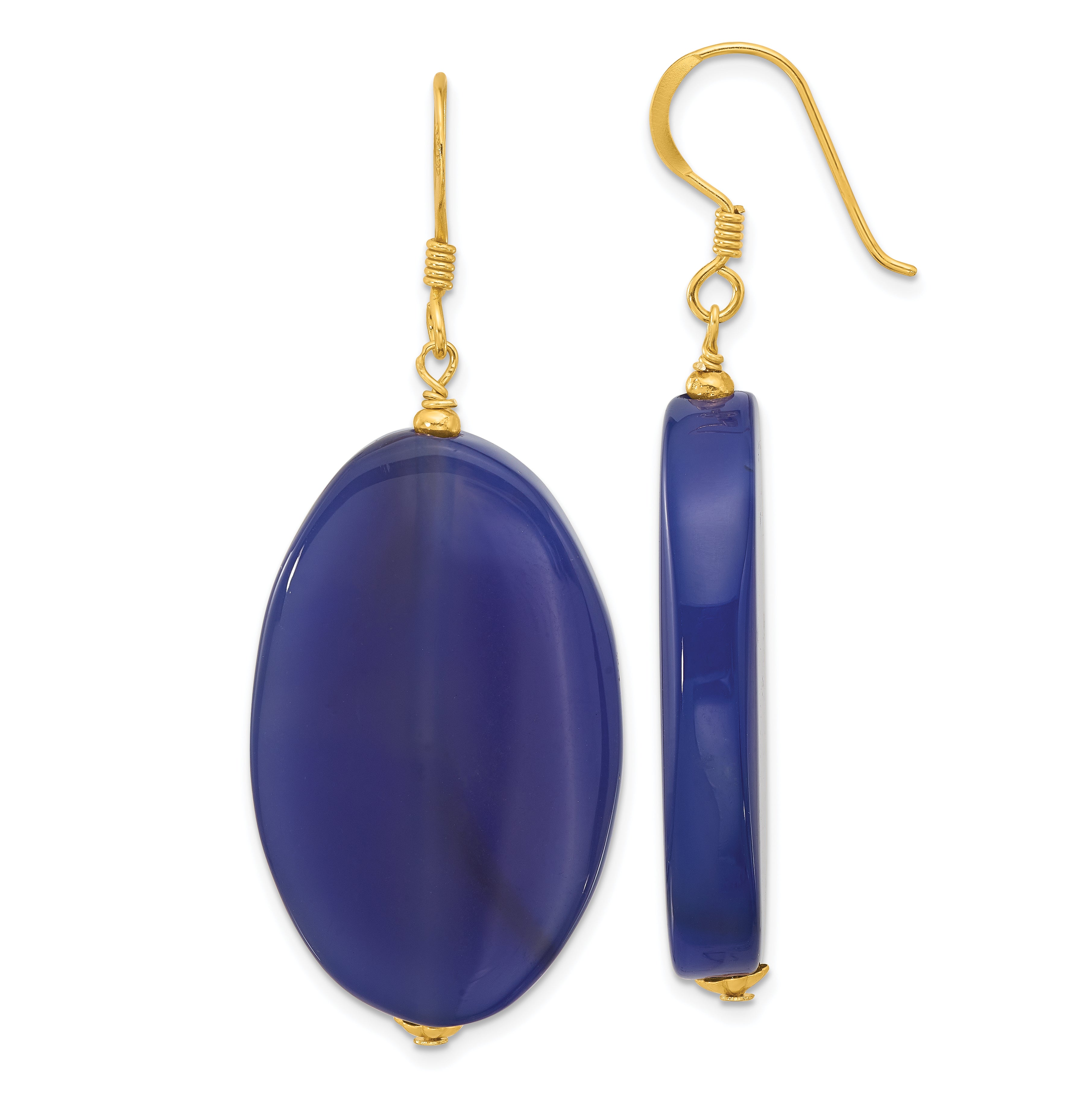 Sterling Silver Gold-plated Blue Agate Dangle Earrings