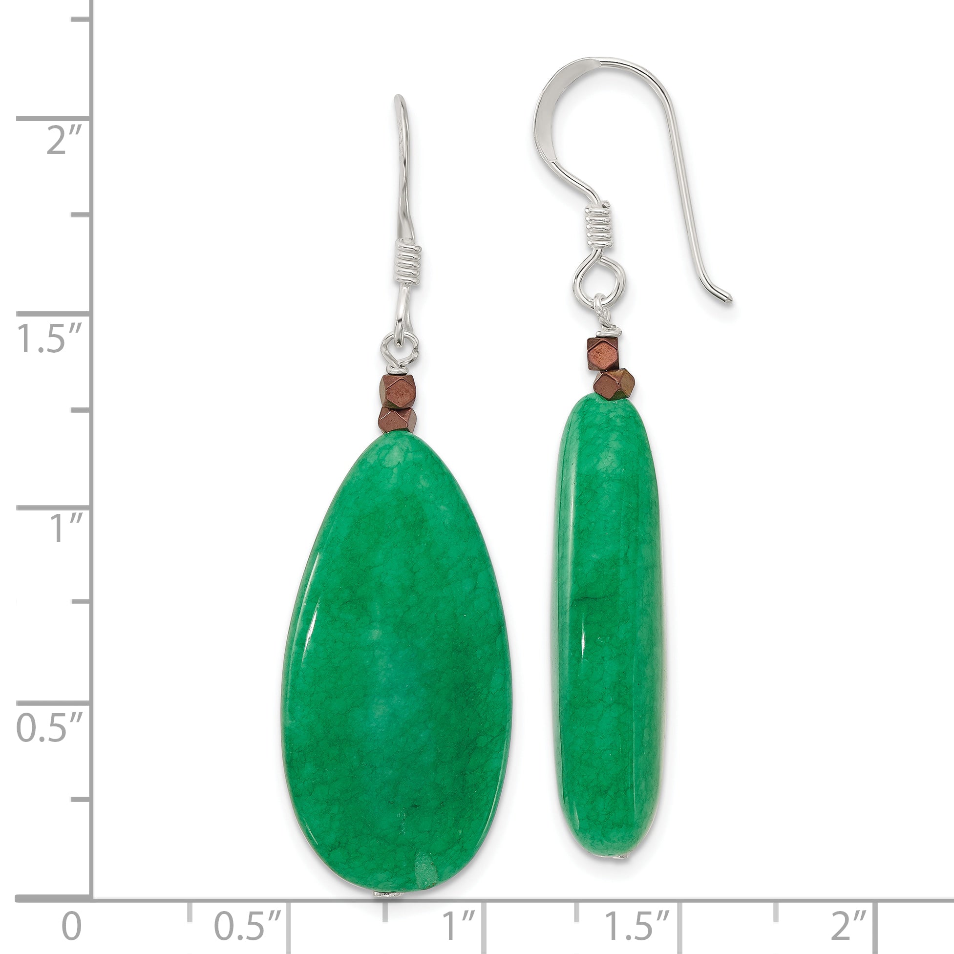 Sterling Silver Green Jade/Hematite Bronze Color Base Metal Earrings