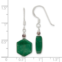 Sterling Silver Aventurine Dangle Shepherd Hook Earrings