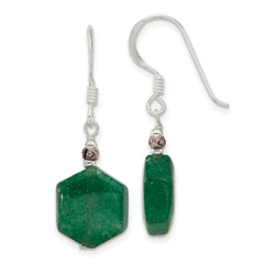 Sterling Silver Aventurine Dangle Shepherd Hook Earrings