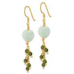 Sterling Silver Gold-plated Amazonite Heart Dangle Earrings