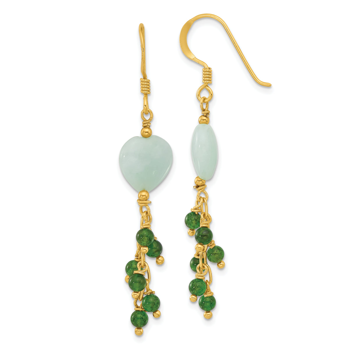 Sterling Silver Gold-plated Amazonite Heart Dangle Earrings