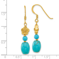 Sterling Silver Gold-plated Recon Magnesite/Turquoise Flower Earrings