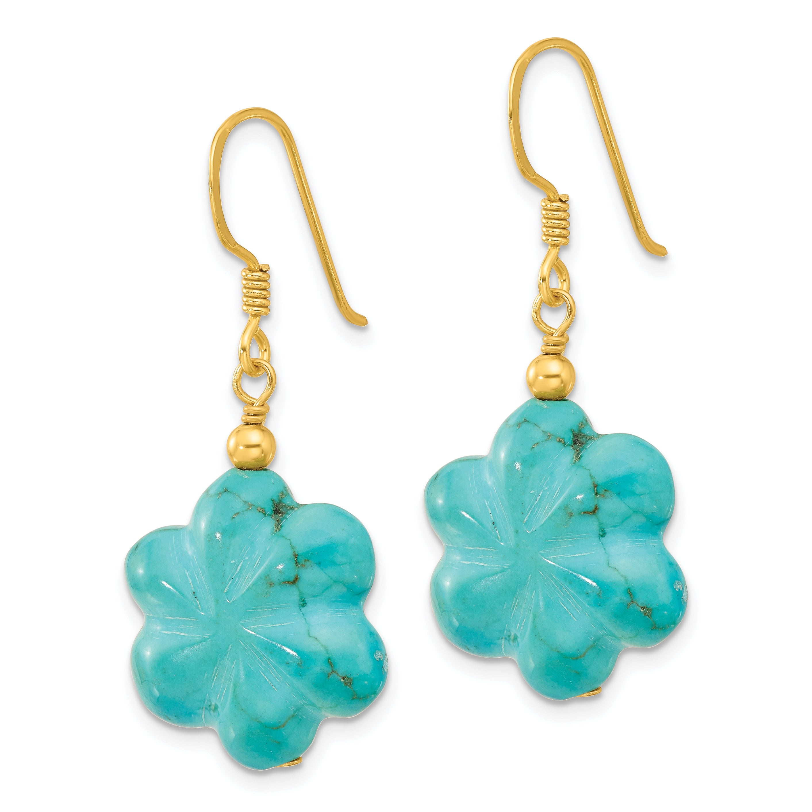 Sterling Silver Gold-plated Reconstituted Magnesite Flower Earrings