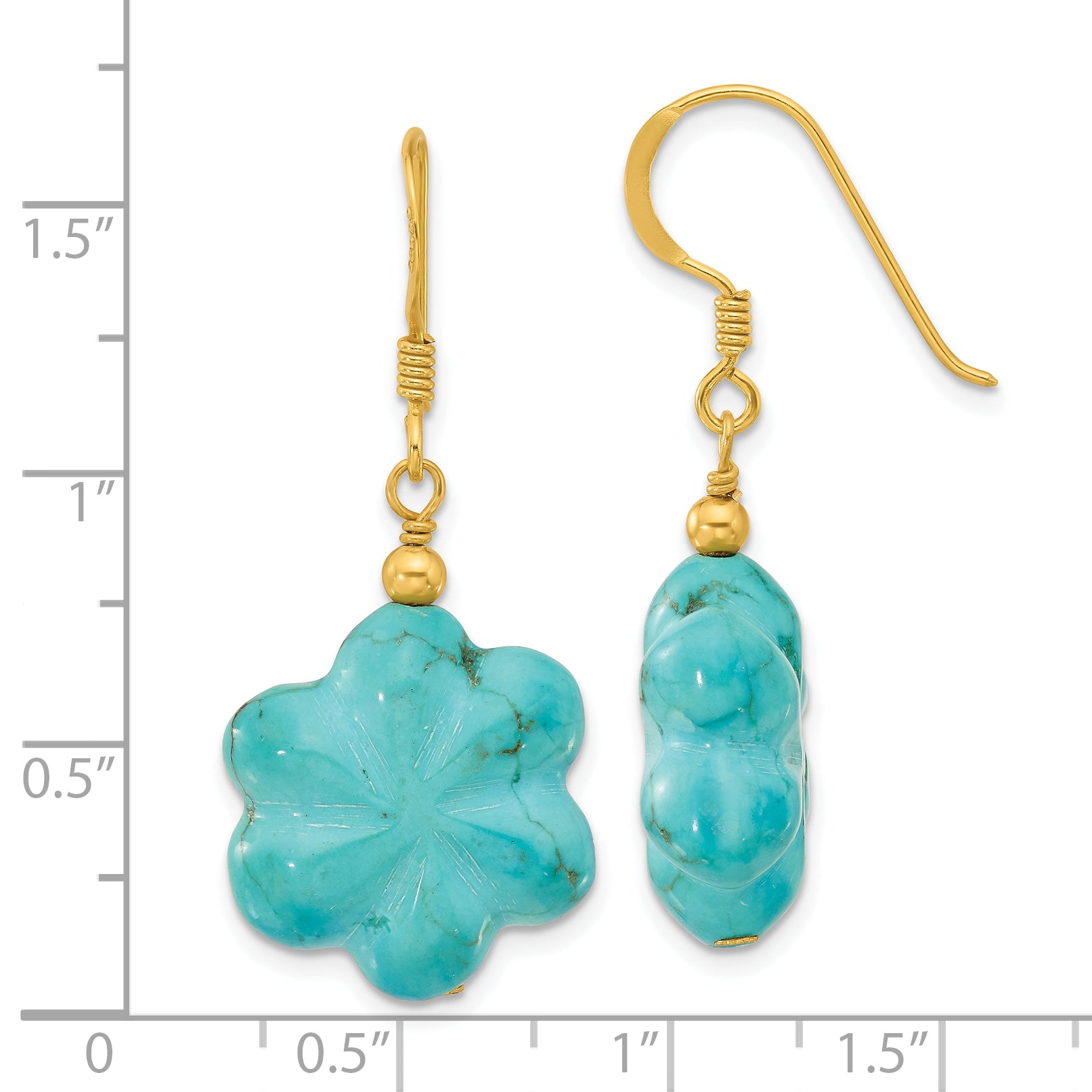 Sterling Silver Gold-plated Reconstituted Magnesite Flower Earrings