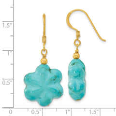 Sterling Silver Gold-plated Reconstituted Magnesite Flower Earrings