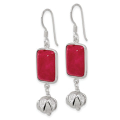 Sterling Silver Red Jade Dangle Shepherd Hook Earrings