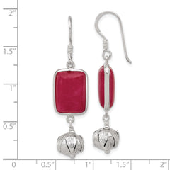 Sterling Silver Red Jade Dangle Shepherd Hook Earrings