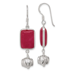 Sterling Silver Red Jade Dangle Shepherd Hook Earrings