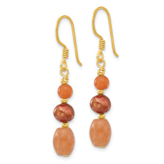 Sterling Silver Gold-plated Brown FWC Pearl/Aventurine Earrings