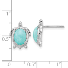 Sterling Silver Rhodium-plated Amazonite Turtle Post Earrings