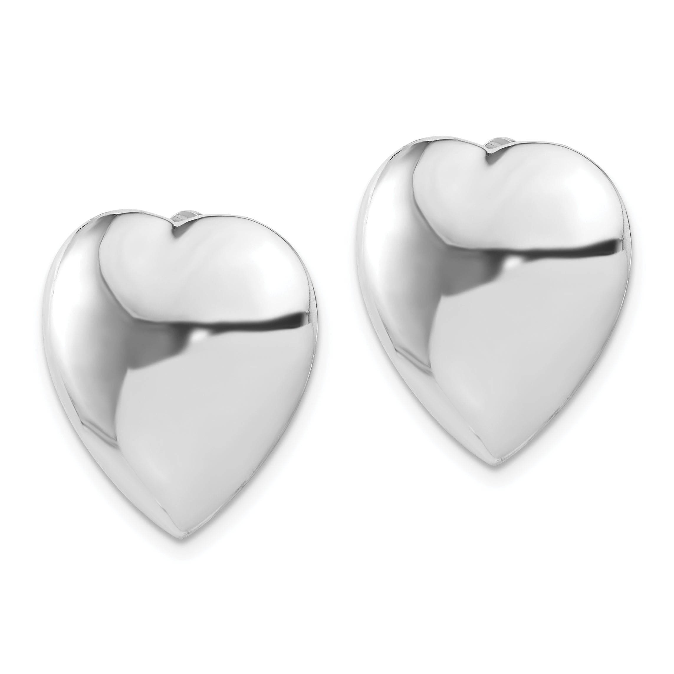 Sterling Silver Rhod-plated Polished Heart Clip Non-Pierced Earrings