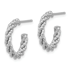 Sterling Silver Rhodium-plated Textured Twisted C-Hoop Earrings