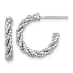 Sterling Silver Rhodium-plated Textured Twisted C-Hoop Earrings