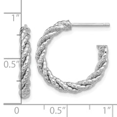 Sterling Silver Rhodium-plated Textured Twisted C-Hoop Earrings