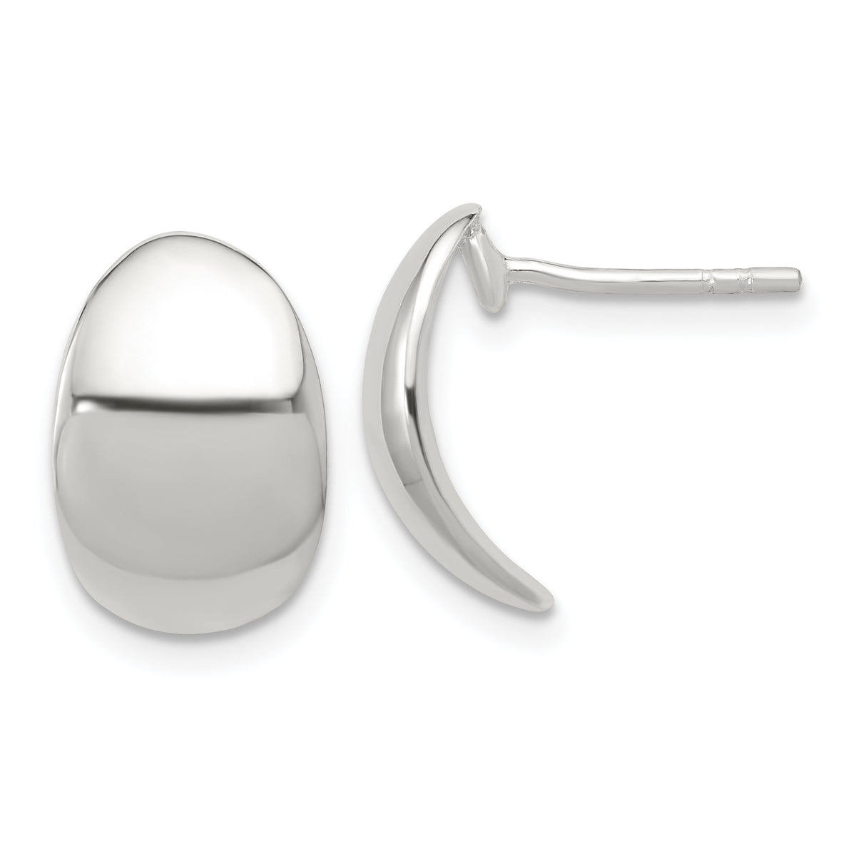 Sterling Silver Polished Curved C-Shape Post Earrings