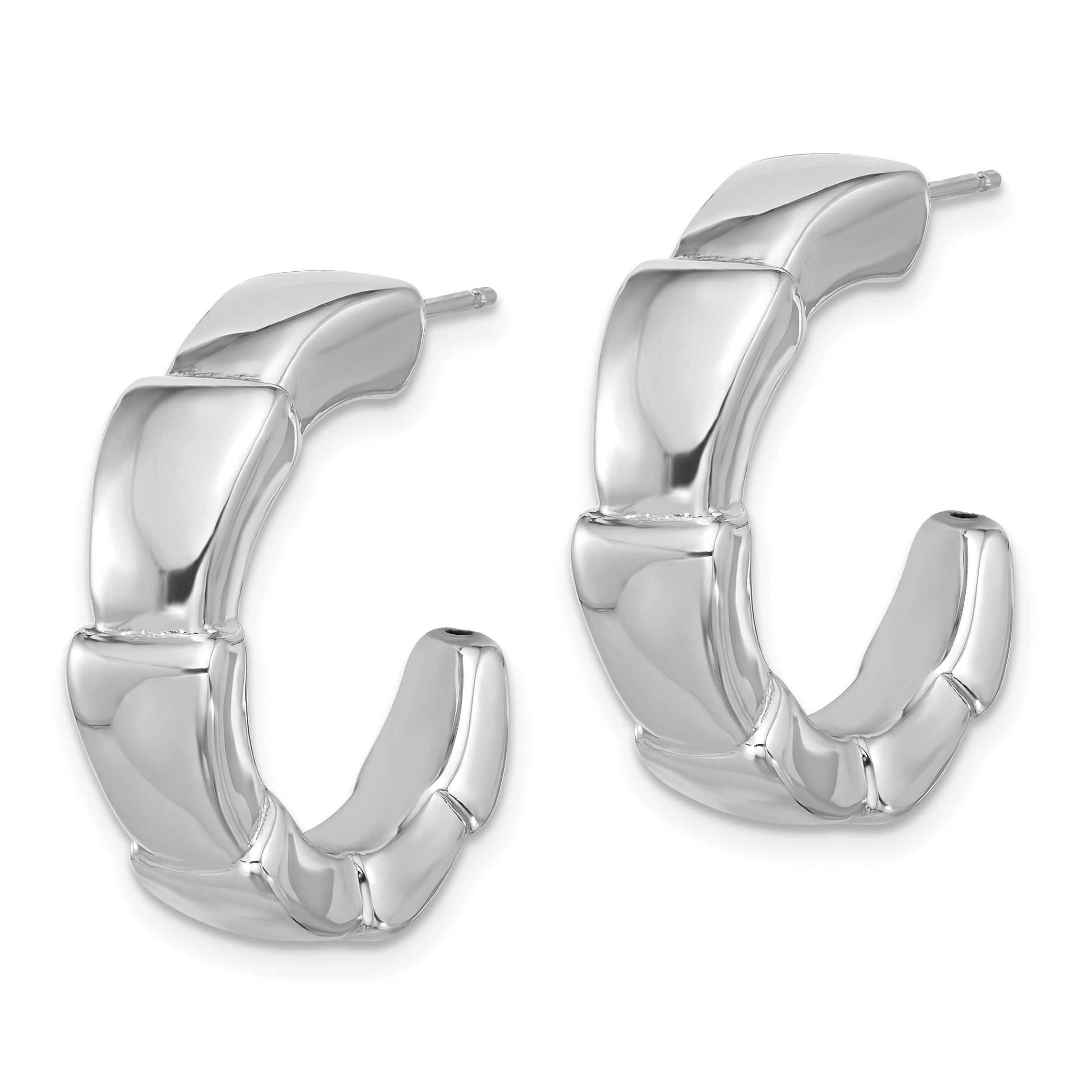 Sterling Silver Rhodium-plated Polished Hoop Post Earrings