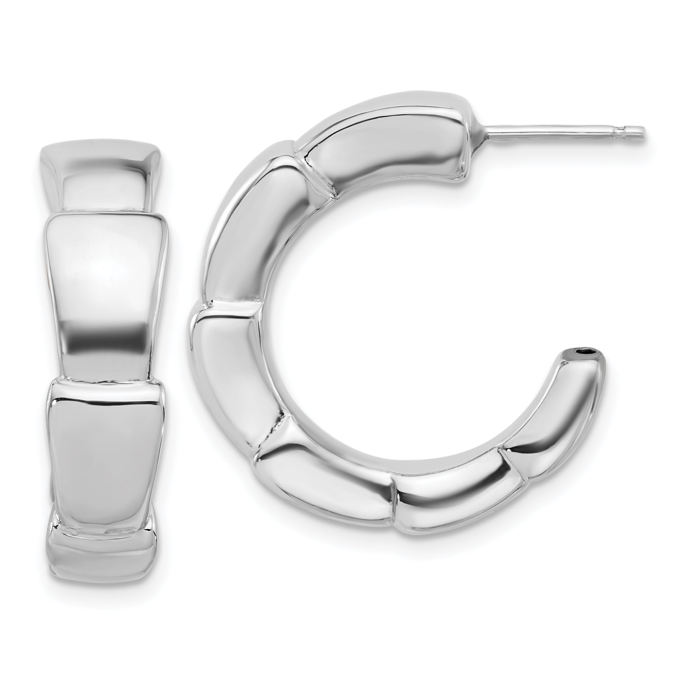 Sterling Silver Rhodium-plated Polished Hoop Post Earrings