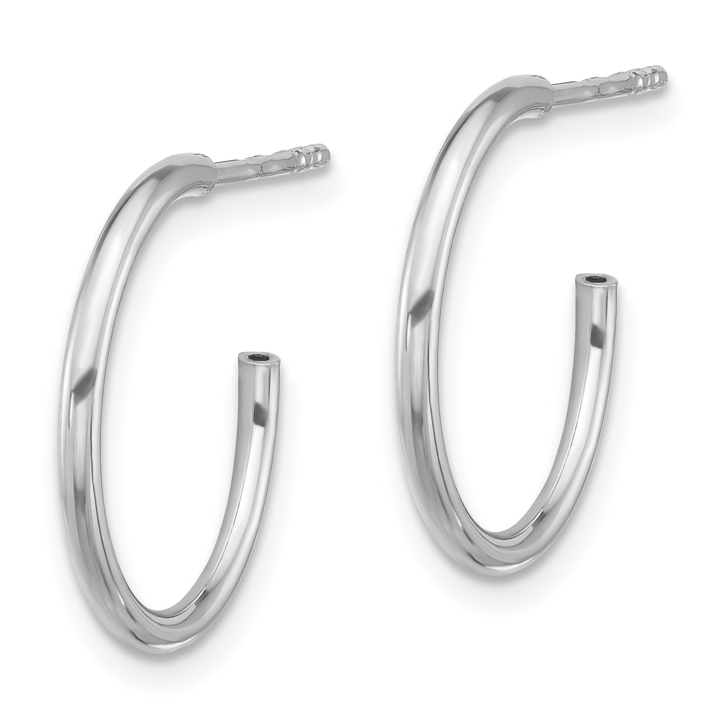 Sterling Silver Rhodium-plated Polished Hollow Tube C-Hoop Earrings