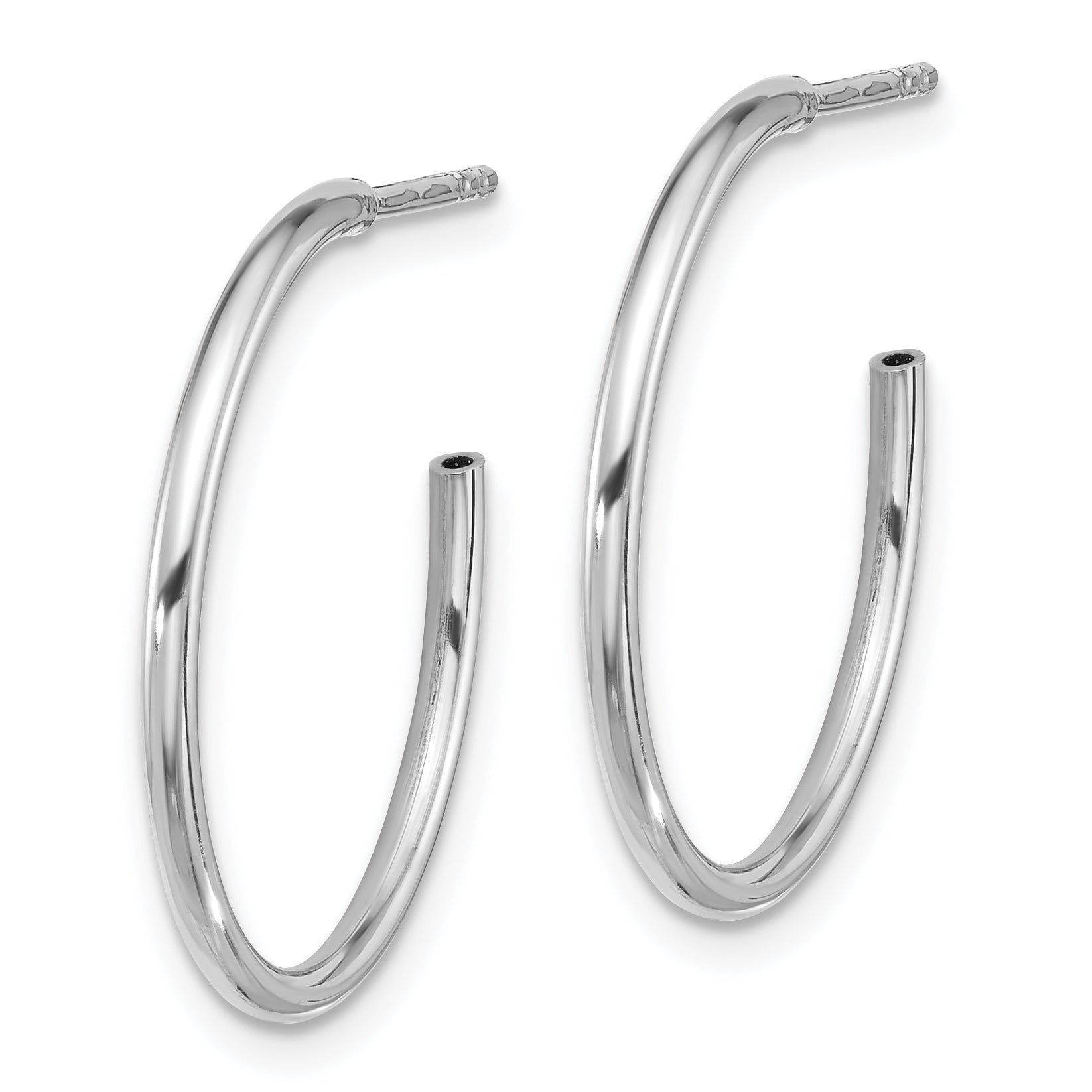 Sterling Silver Rhodium-plated Polished Hollow Tube C-Hoop Earrings