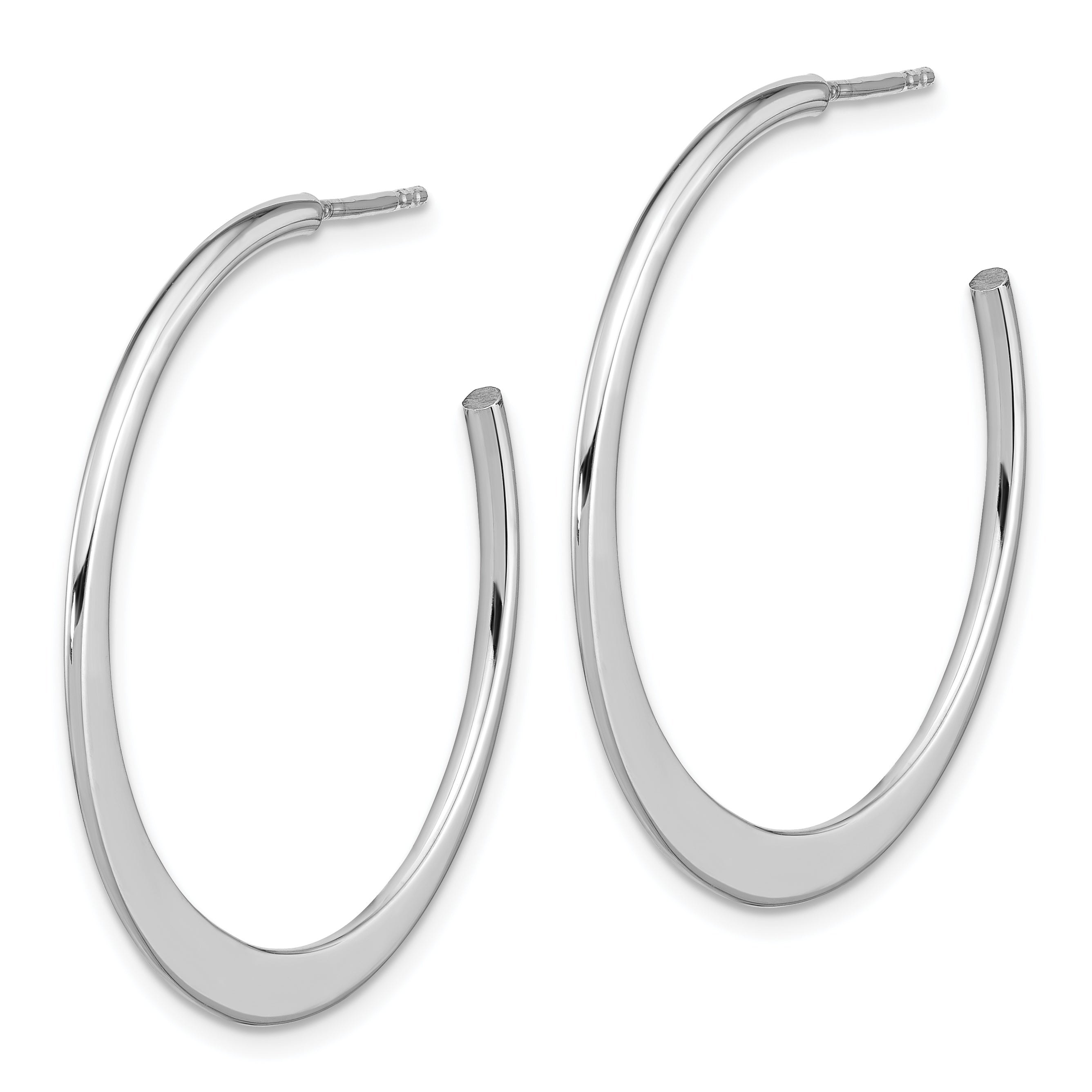 Sterling Silver Rhodium-plated Polished Post C-Hoop Earrings