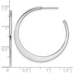 Sterling Silver Rhodium-plated Polished Post C-Hoop Earrings