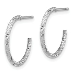 Sterling Silver Rhodium-plated D/C Hollow Tube C-Hoop Earrings