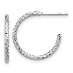 Sterling Silver Rhodium-plated D/C Hollow Tube C-Hoop Earrings